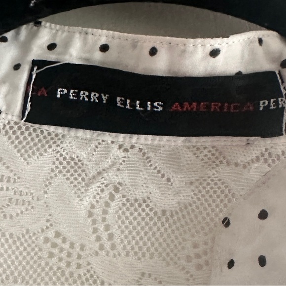 Perry Ellis Women’s Polka Dot w/ Lace Tank Blouse - Picture 3 of 5